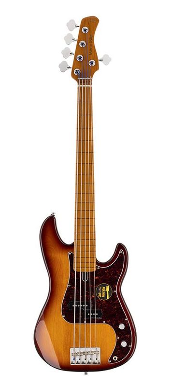Sire P5 Series Marcus Miller Fretless Alder 5-string Passive Bass Guitar Tobacco Sunburst