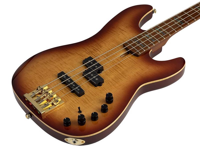 Sire P10 Series Marcus Miller swamp ash + flamed maple 4-string active bass guitar tobacco sunburst, with hard case