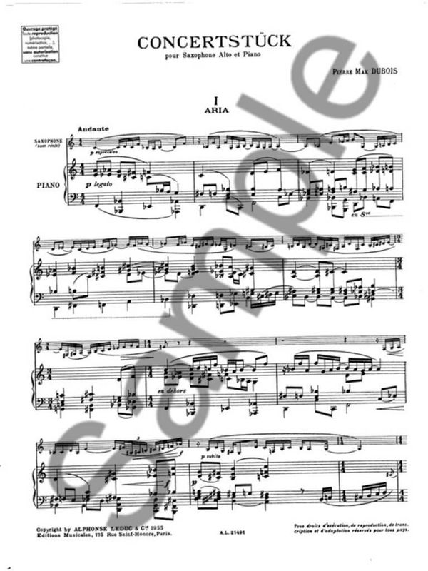 Concertstück For Alto Saxophone And Piano