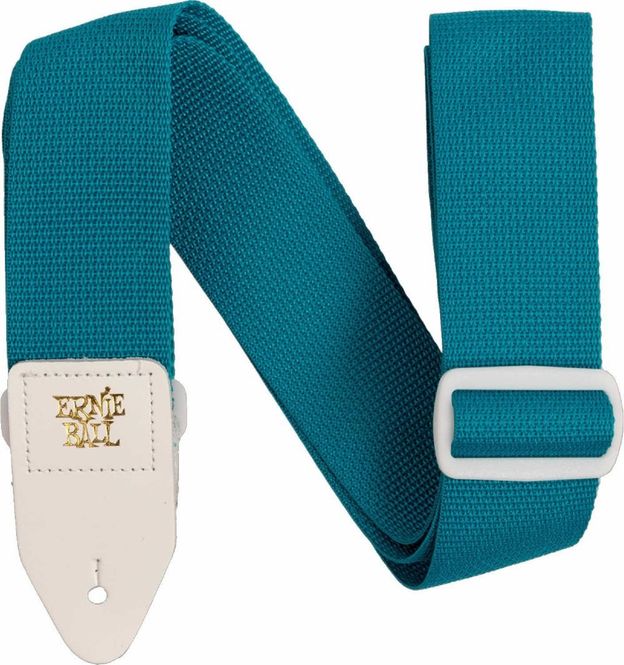 Hovedbilde Ernie Ball 5349 PolyPro Guitar Strap Teal with White Leather