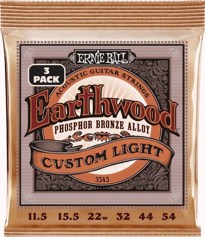 Ernie Ball 3545 Earthwood PSB Custom Light 3-pack