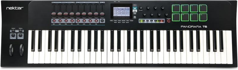 Nektar Panorama T6 - 61-tangenters USB-klaviatur med LCD-display, 9st reglar, 8st encoders/knappar, 8st trumpads mm