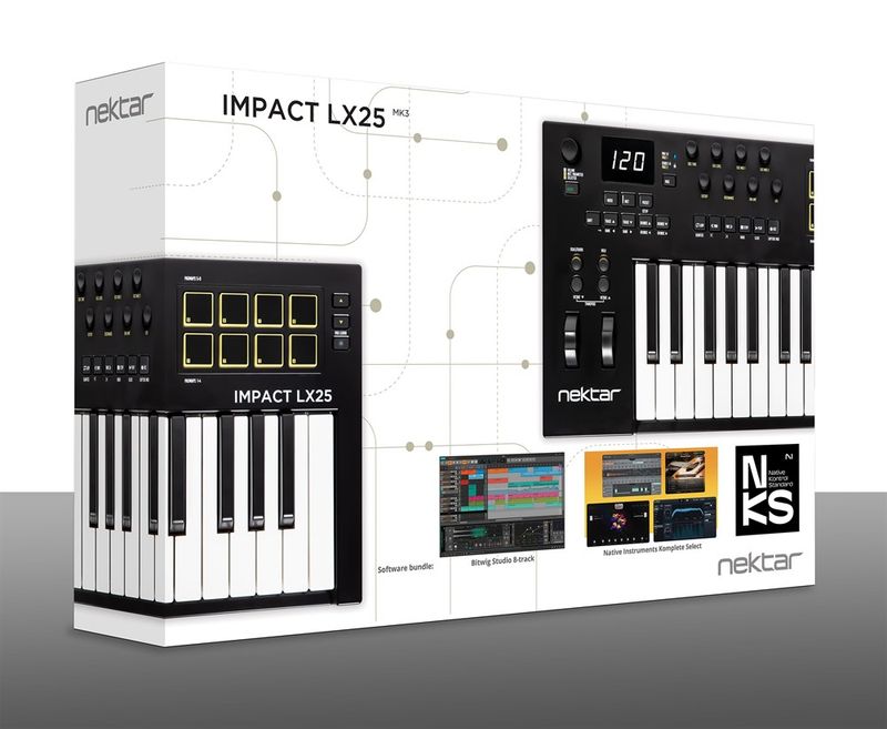 Nektar Impact LX25mk3 - MIDI keyboard, 25 keys, pads & encoders