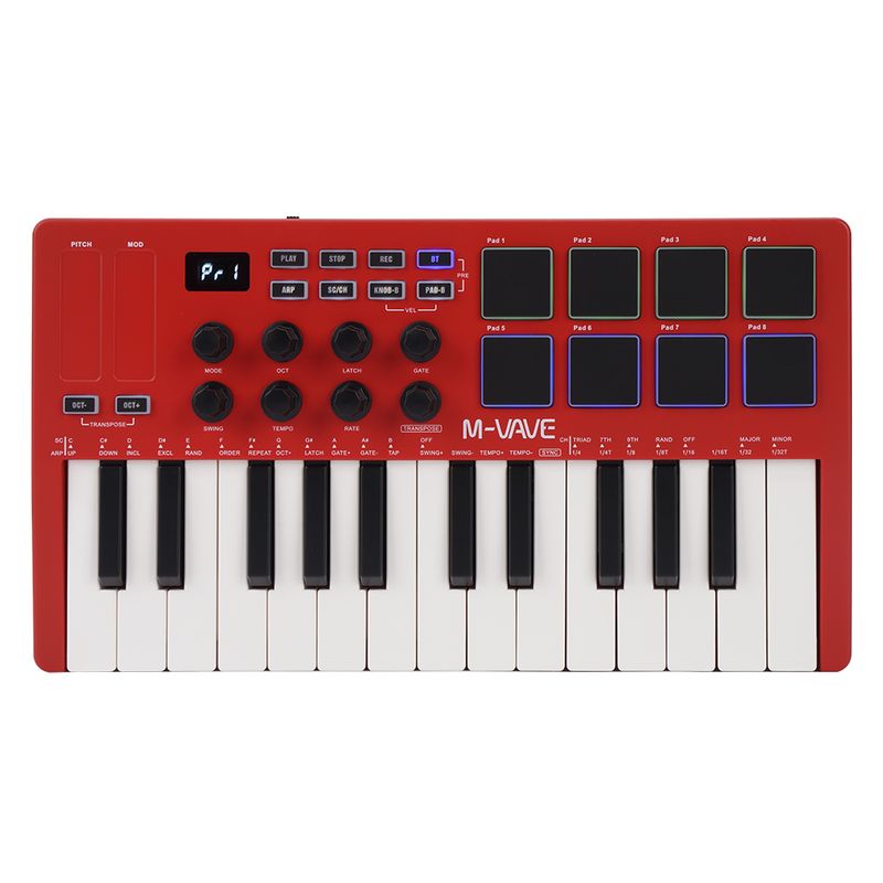 M-vave SMK-25 bluetooth midi-keyboard red