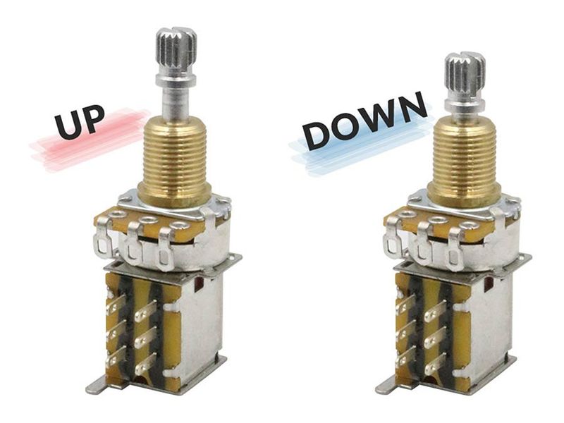 Hosco Japan 500K DPDT Push-Push Linear Taper Potentiometer - 10mm/M9,5 (3/8