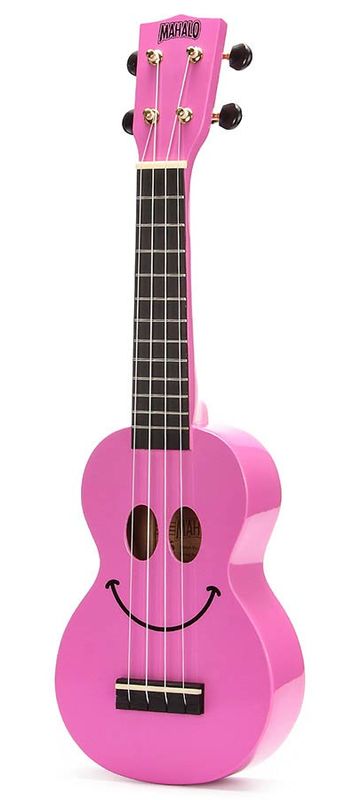 Mahalo Smiley Series, soprano ukulele, pink, with bag