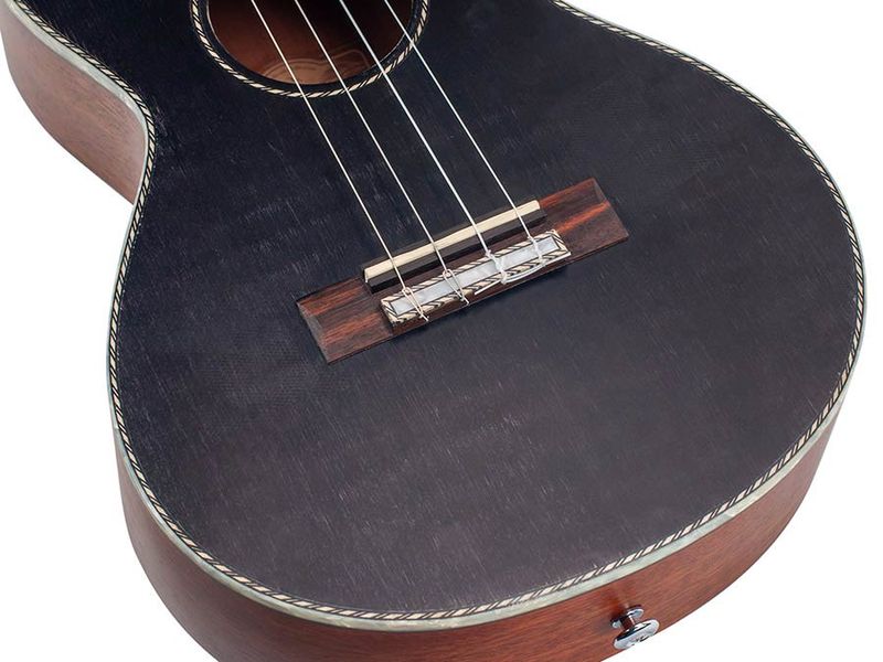 Mahalo Pearl Series, solid top baritone ukulele, black, with bag