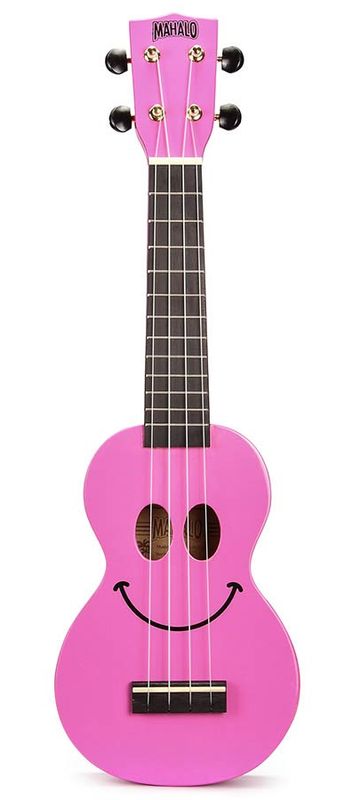 Mahalo Smiley Series, soprano ukulele, pink, with bag