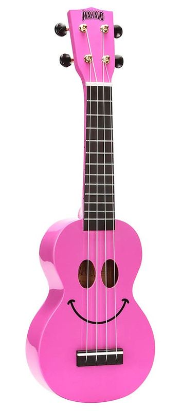 Mahalo Smiley Series, soprano ukulele, pink, with bag