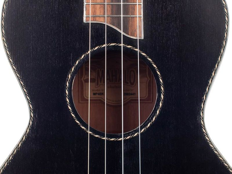 Mahalo Pearl Series, solid top baritone ukulele, with MEQ2 9v preamp, black, with bag