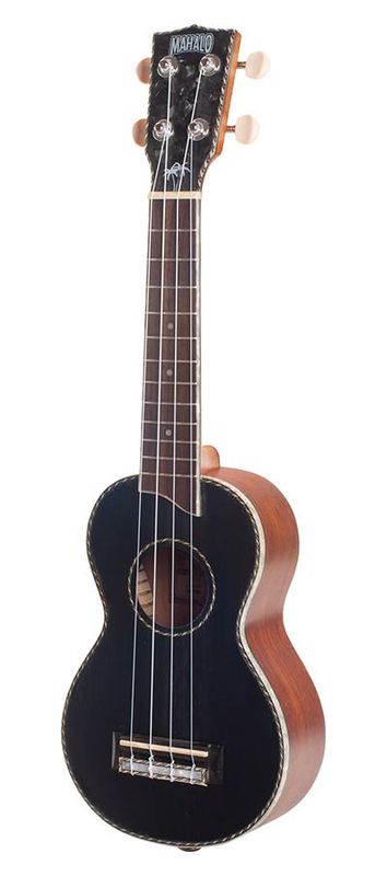 Mahalo Pearl Series, solid top soprano ukulele, black, with bag