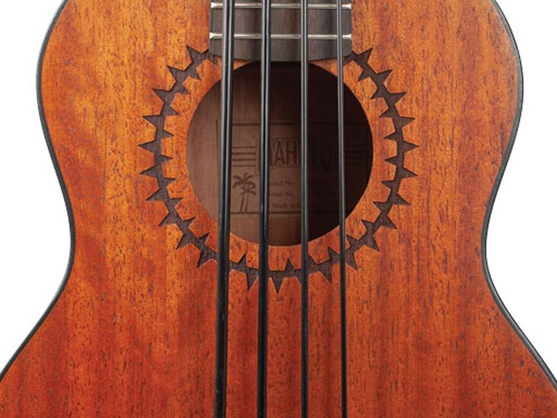 Mahalo  electric ukulele bass, transparent brown, with padded bag and strap