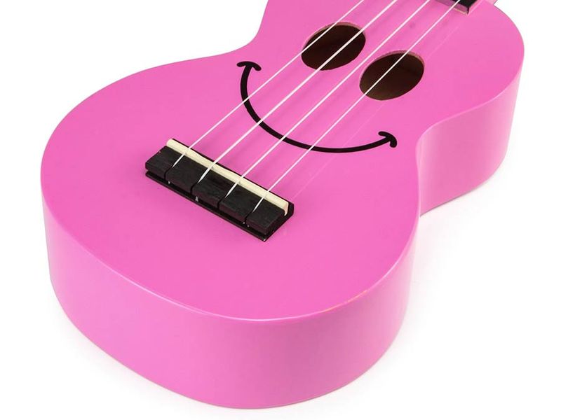 Mahalo Smiley Series, soprano ukulele, pink, with bag