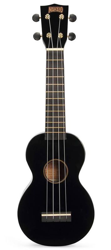 Mahalo Rainbow Series, soprano ukulele pack, black, with essentials accessory pack