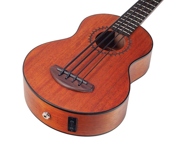 Mahalo  electric ukulele bass, transparent brown, with padded bag and strap
