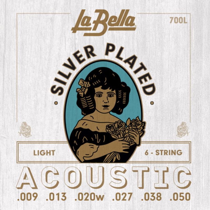 La Bella 700L Silver-Plated Acoustic Guitar - Light 009-050
