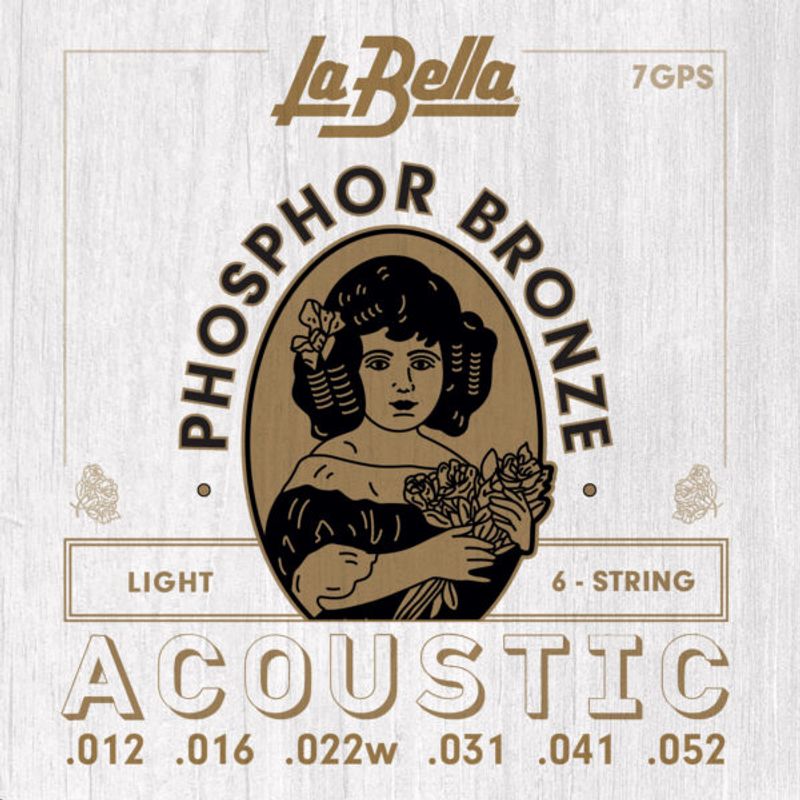 La Bella 7GPS Phosphor Bronze Acoustic Guitar Strings - Light 12-52