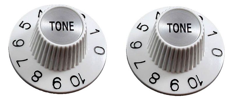 Allparts Tone Knobs Witch Hat Style fits USA Split Shaft Pots White 2-p