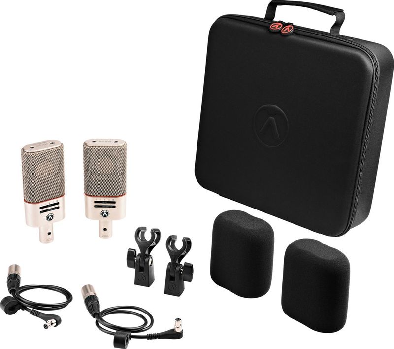 Austrian Audio OC818 Dual Set Go Nickel - 2x Mic, Shock Mount, Mini XLR, Mic Clip, Windshield, 1x Carry Case