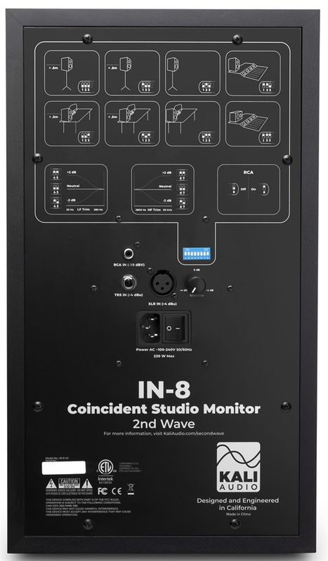 Kali Audio IN-8 V2 Black - 3-vägs Co-Axial studiomonitor, 8’’ bas, 4’’ mellanregister & 1’’ diskant, Class-D 140W