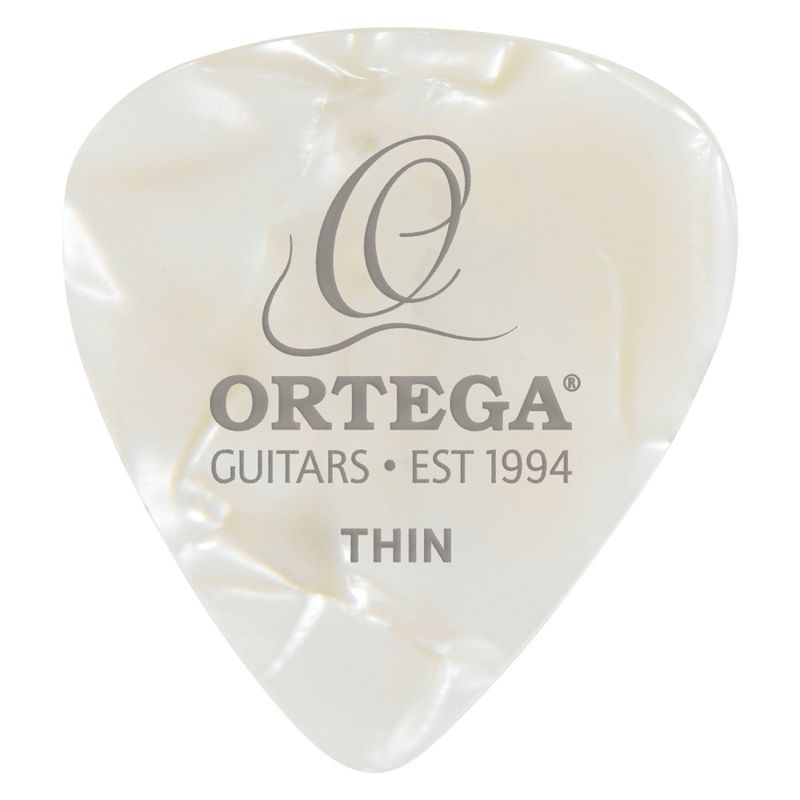 Ortega OGP-WP-T10. Celluloid plekter Thin White Pearl 10stk
