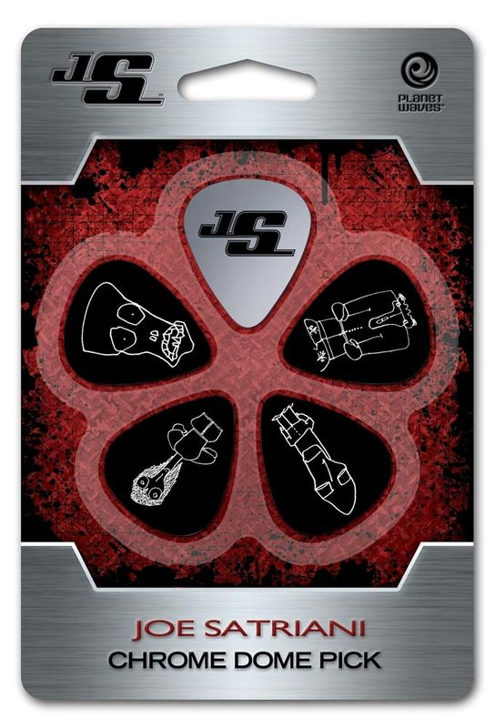 Daddario JSCD-01 Joe Satriani Chrome Dome Pick Set 1stk metall 4stk vanlig