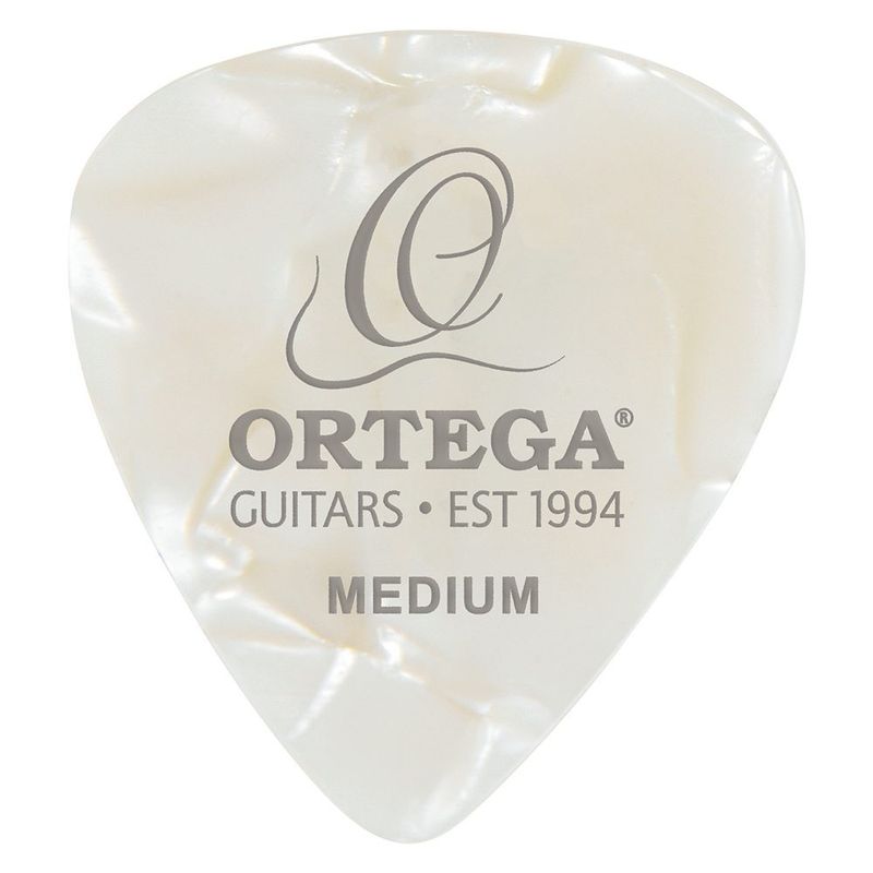 Ortega OGP-WP-M10. Celluloid plekter Medium White Pearl 10stk