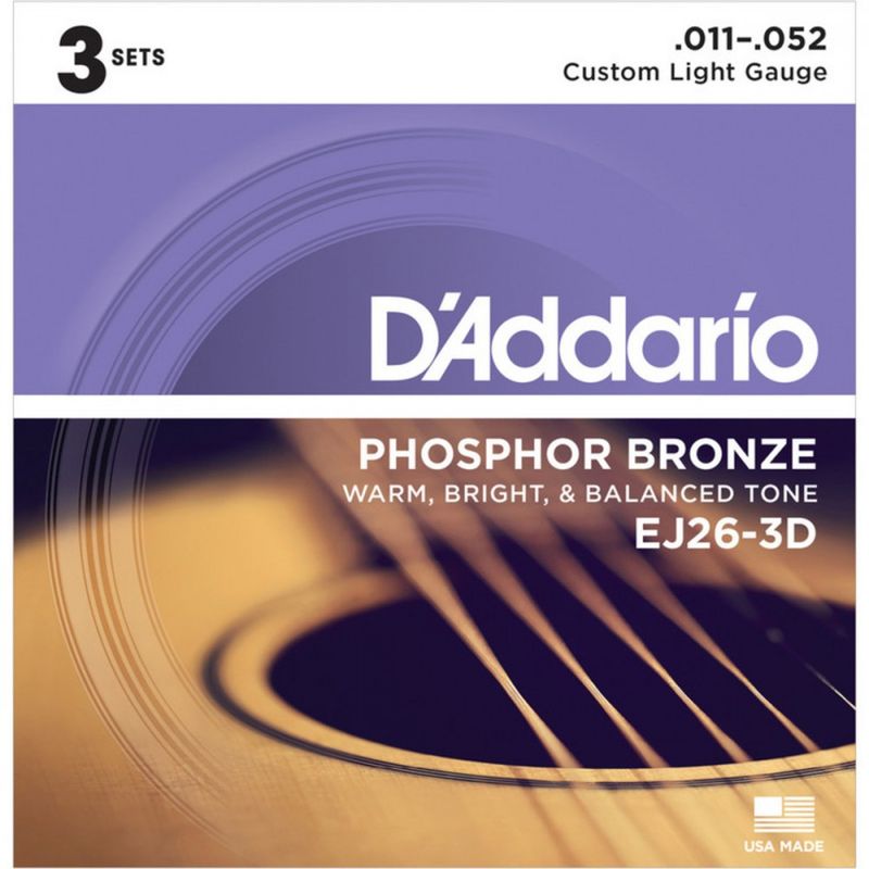 Daddario EJ26 Phosphor Bronze 3-Pakke 011-052
