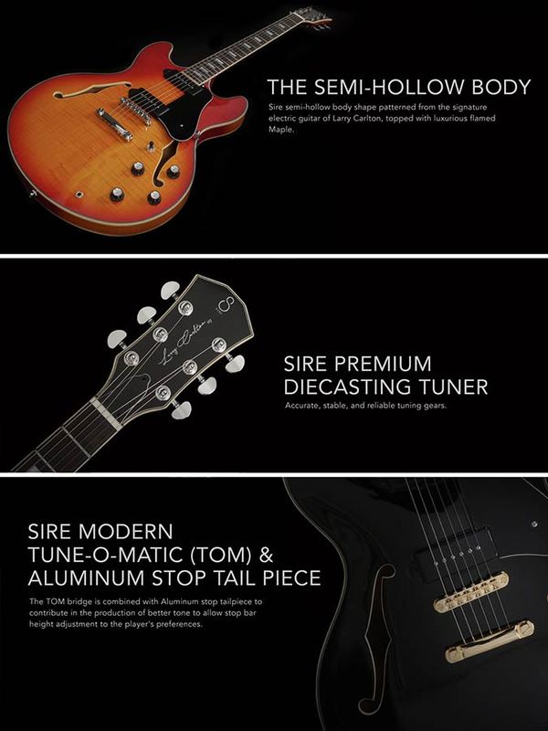 Sire H7V/CS Larry Carlton electric guitar archtop with P90s cherry sunburst