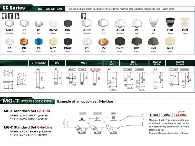 Gotoh GTH13838 SG381 machine heads with 07 buttons
