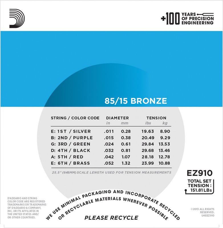 D'Addario EZ910 85/15 Bronze 011-052